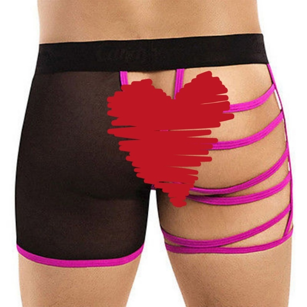 Men's Black & Pink Strappy Boxer Briefs O/S - Picture 2 of 4